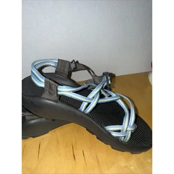 Chaco Sandals Blue/Wht Sz 9 Non Marking ZX Classic Vibram Soles Beach Summer - Picture 6 of 10
